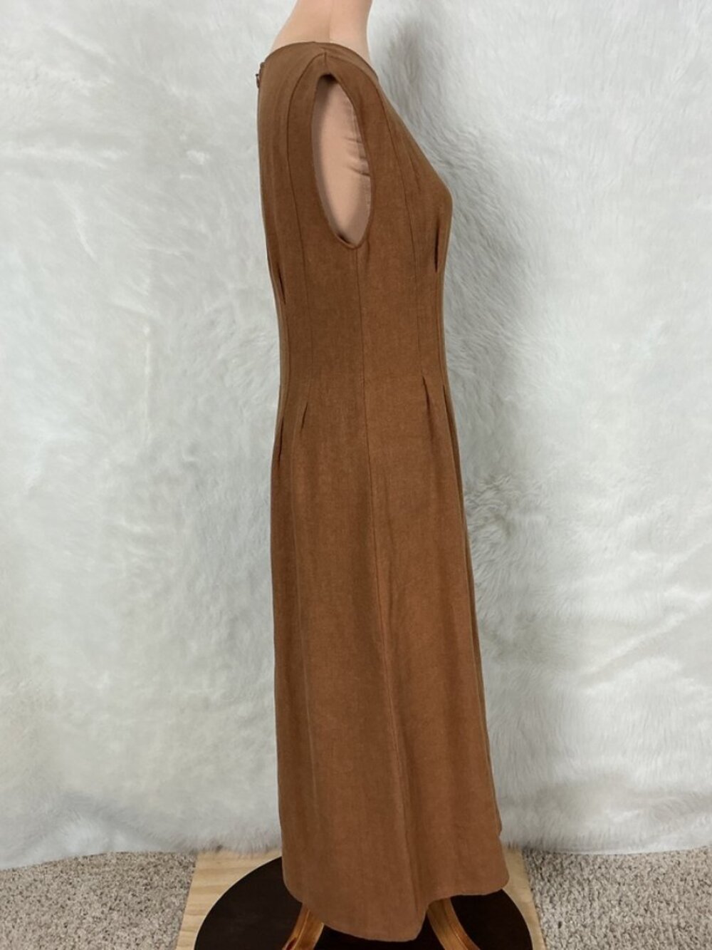 Banana Republic Brown 100% Linen Cap Sleeve Midi Sheath Lina Dress 8 - Picture 5 of 8